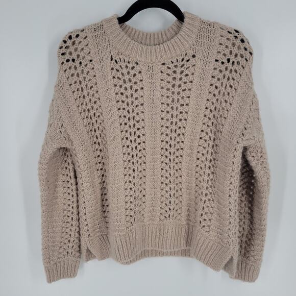 Madewell Cream Taupe Windemere Pointelle Pullover Sweater XS - Picture 1 of 8